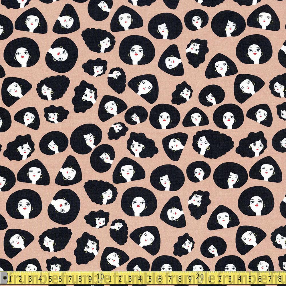 Paintbrush Studio - Friends And Faces - Tossed Heads Pink Sewing Fabric