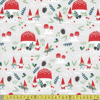 Paintbrush Studio - GOTS Gnome Noel - Village Grey Sewing and Dressmaking Fabric