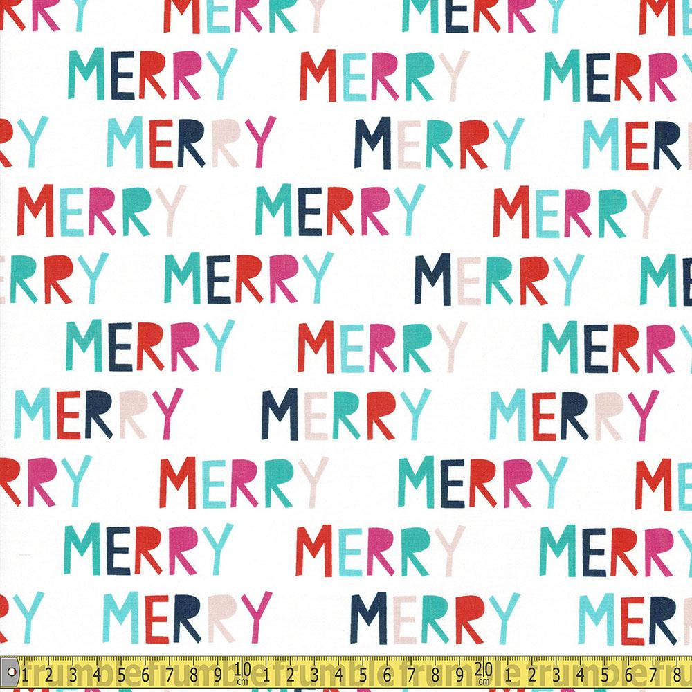 Paintbrush Studio - Handmade Holiday - Merry 8 Inch Multi Sewing and Dressmaking Fabric