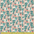 Paintbrush Studio - Hats For Cats Hiding Behind Plants - Multi Sewing and Dressmaking Fabric