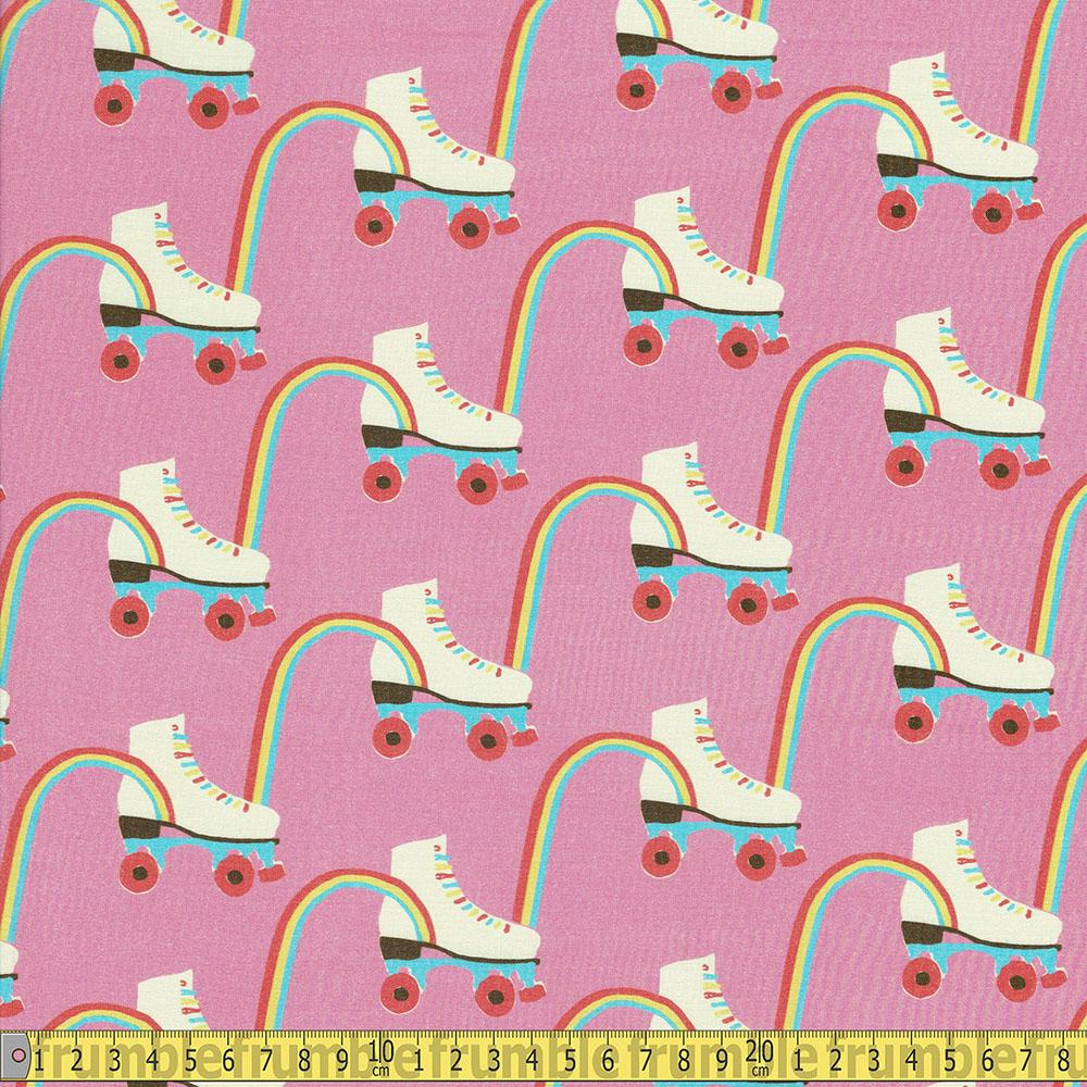 Paintbrush Studio - Let The Good Times Roll - Rainbow Skate Pink Sewing Fabric