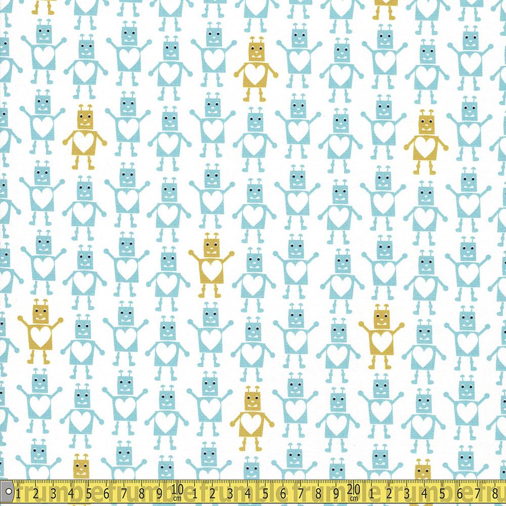 Paintbrush Studio - Shoot For The Stars - Robot Love Blue Sewing and Dressmaking Fabric