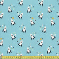 Paintbrush Studio - Shoot For The Stars - Rocket Blue Sewing and Dressmaking Fabric