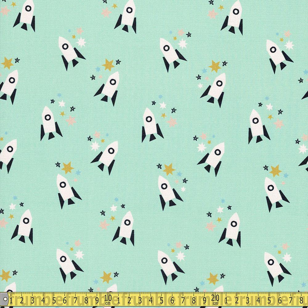 Paintbrush Studio - Shoot For The Stars - Rocket Green Sewing and Dressmaking Fabric
