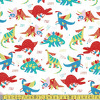 Paintbrush Studio - Super Dinos - Main White Sewing and Dressmaking Fabric