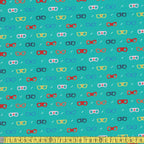 Paintbrush Studio - Super Dinos - Masks Teal Sewing and Dressmaking Fabric