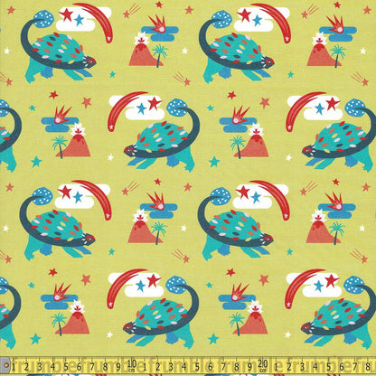 Paintbrush Studio - Super Dinos - Stegosaurus Gold Sewing and Dressmaking Fabric