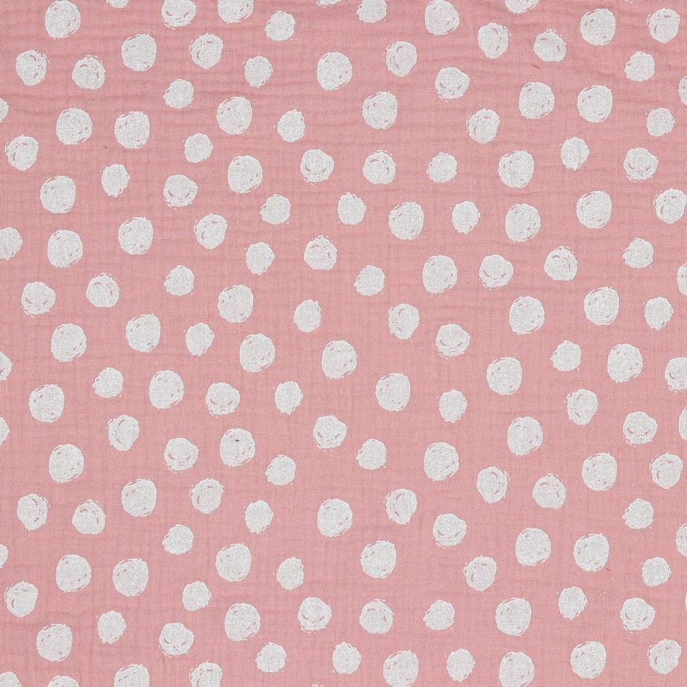 Painted Dots - GOTS Double Gauze - Baby Pink Sewing and Dressmaking Fabric