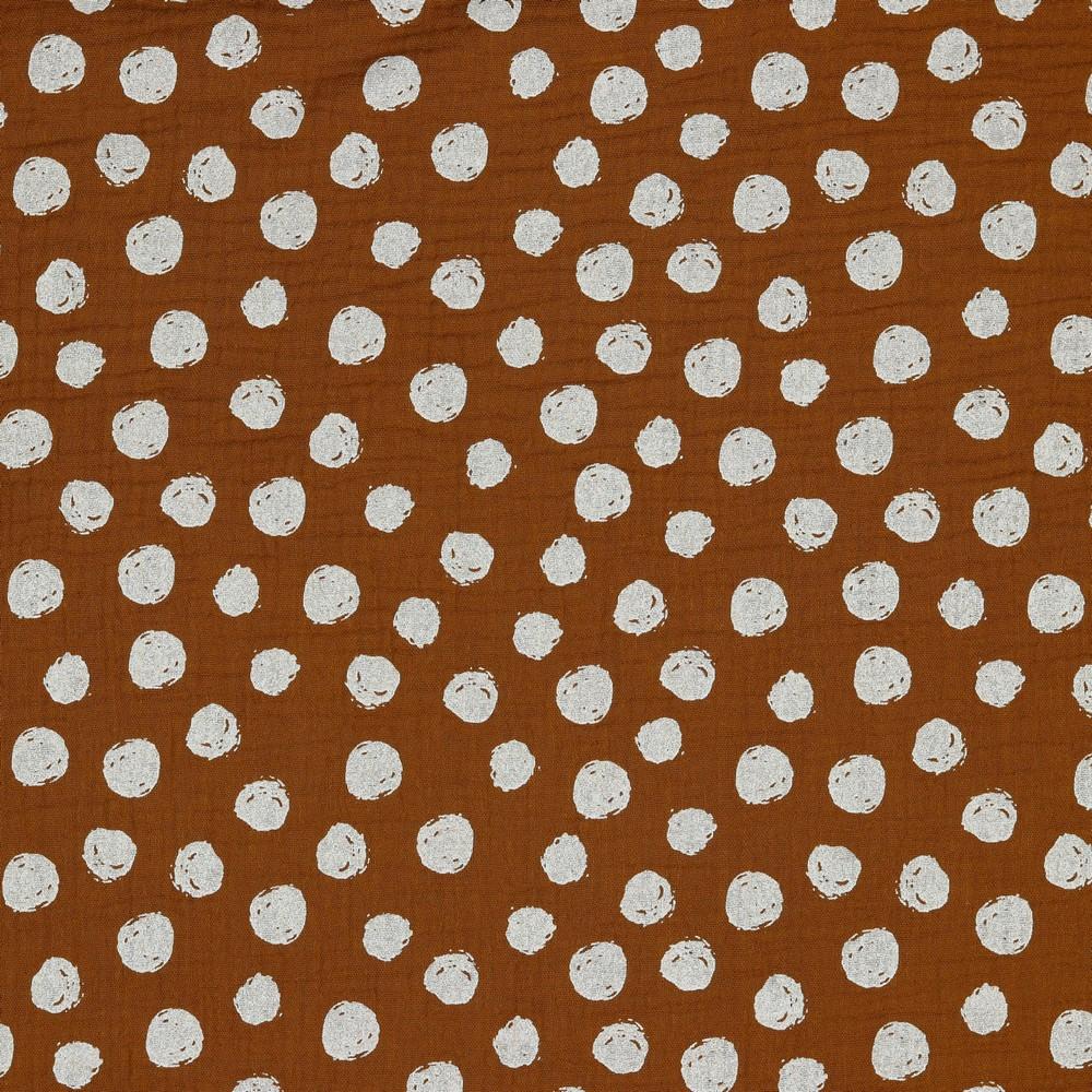 Painted Dots - GOTS Double Gauze - Cinnamon Sewing and Dressmaking Fabric