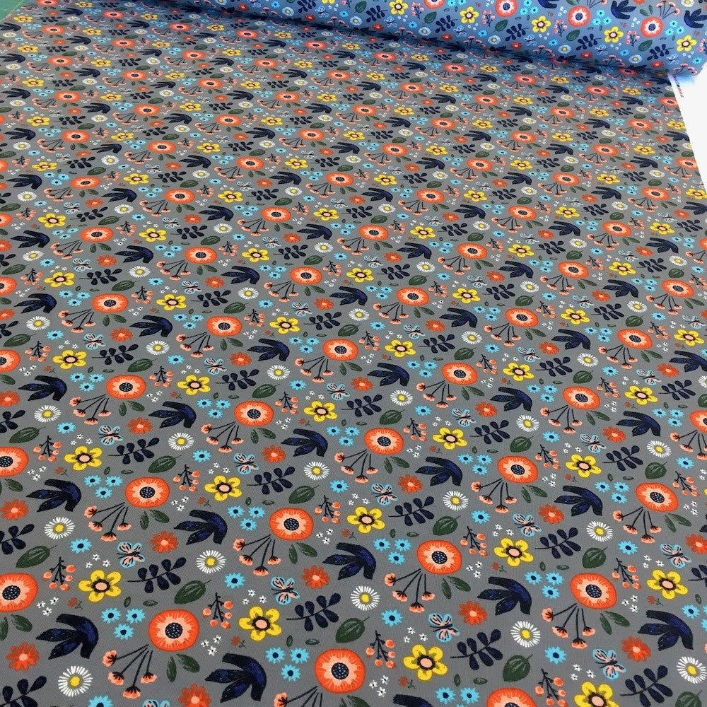 Peace Flower Grey Sweater Jersey - Frumble Fabrics