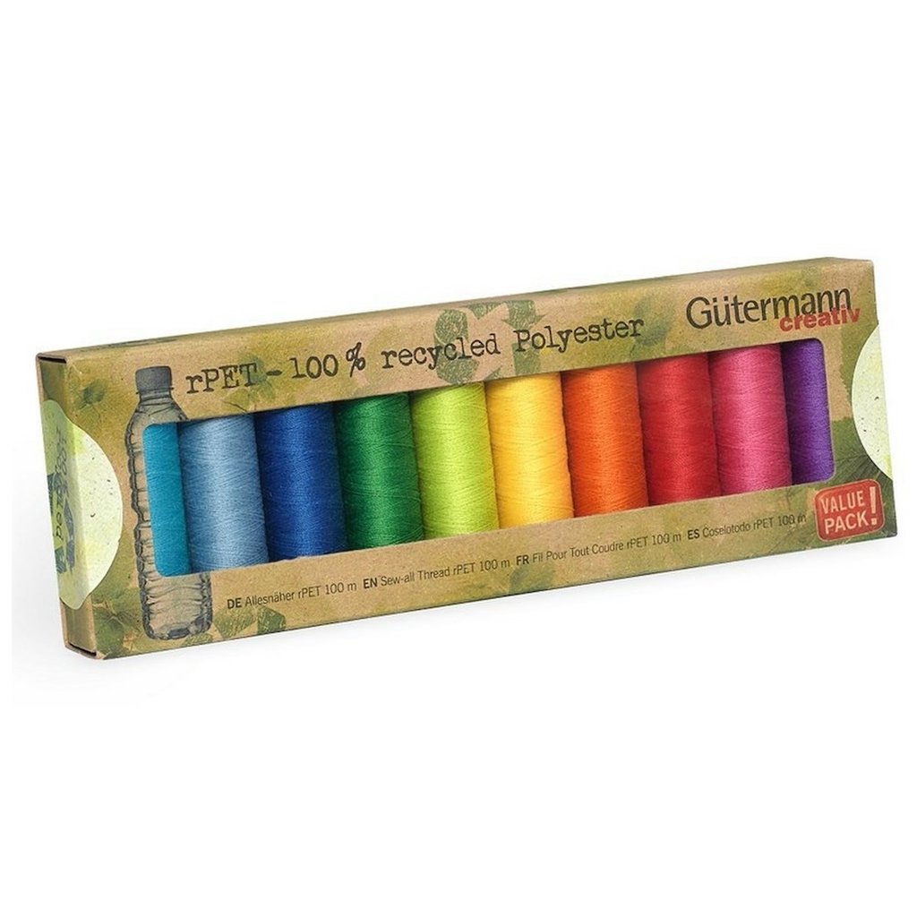 Gutermann 100% Recycled Sew All Thread - 10 Bright Reels - Frumble Fabrics