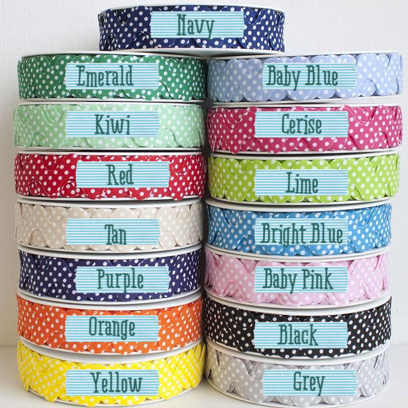 30mm Polka Dot Ric Rac Bias - Frumble Fabrics