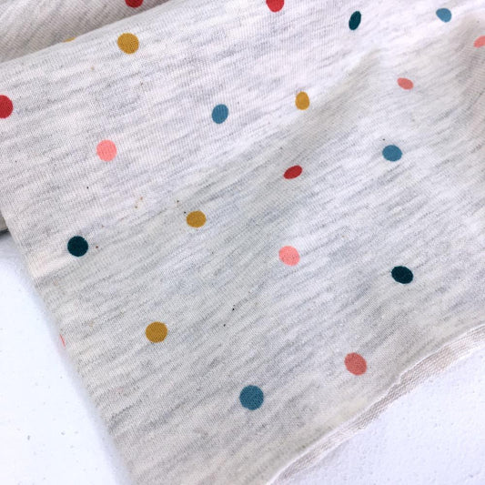 Rainbow Power Dots - Cotton Marl Jersey - Natural Sewing and Dressmaking Fabric
