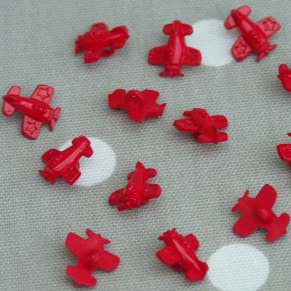 Aeroplane Sewing Buttons - Red 10 pack - Frumble Fabrics