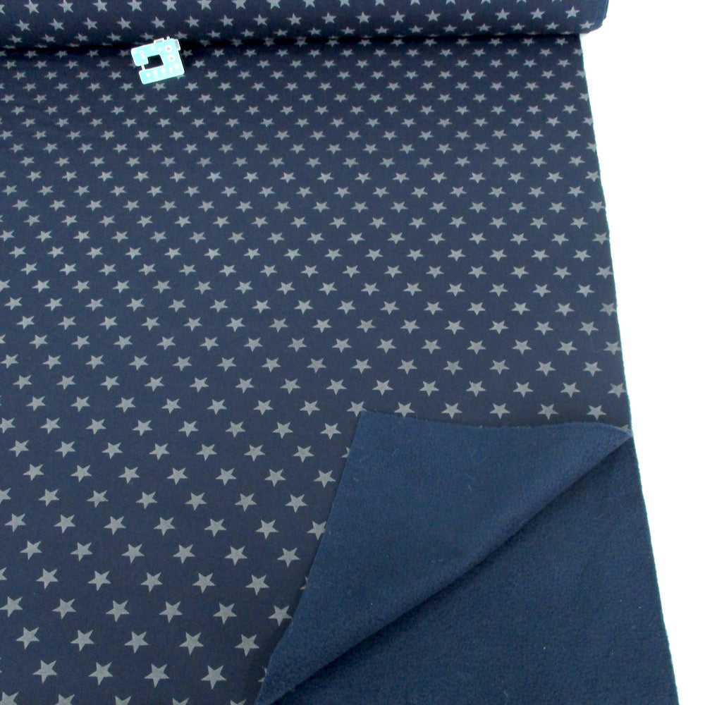 Reflective Stars - Softshell - Navy Sewing and Dressmaking Fabric