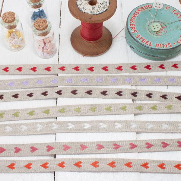 Ribbon Pack - Linen Hearts - Frumble Fabrics