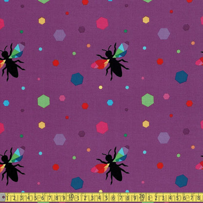 Riley Blake - Create - Rainbow Bumblebee Purple Sewing and Dressmaking Fabric