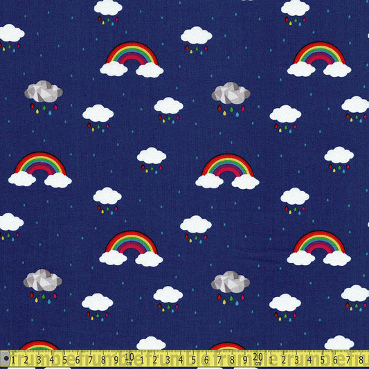 Riley Blake - Dream Raining Rainbows - Cobalt Sewing and Dressmaking Fabric