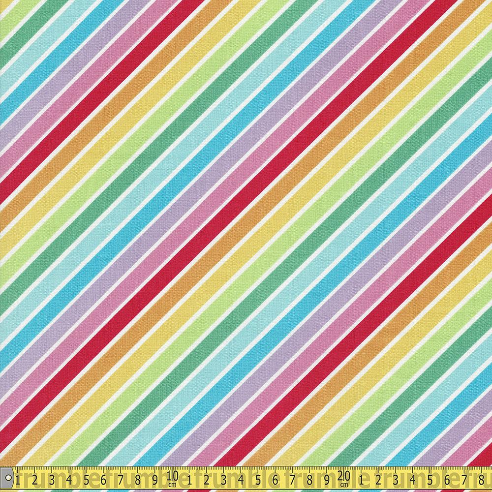 Riley Blake - Rainbow Fruit - Diagonal Stripe White Sewing and Dressmaking Fabric