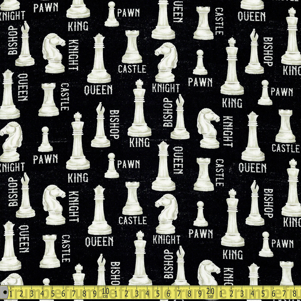 Riley Blake - Rather Be Playing Chess - Black Sewing and Dressmaking Fabric