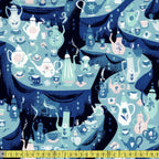 Riley Blake Fabric - Down The Rabbit Hole Tea Party - Sky Sewing and Dressmaking Fabric