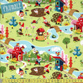 Gnome And Gardens Scene Green - Frumble Fabrics