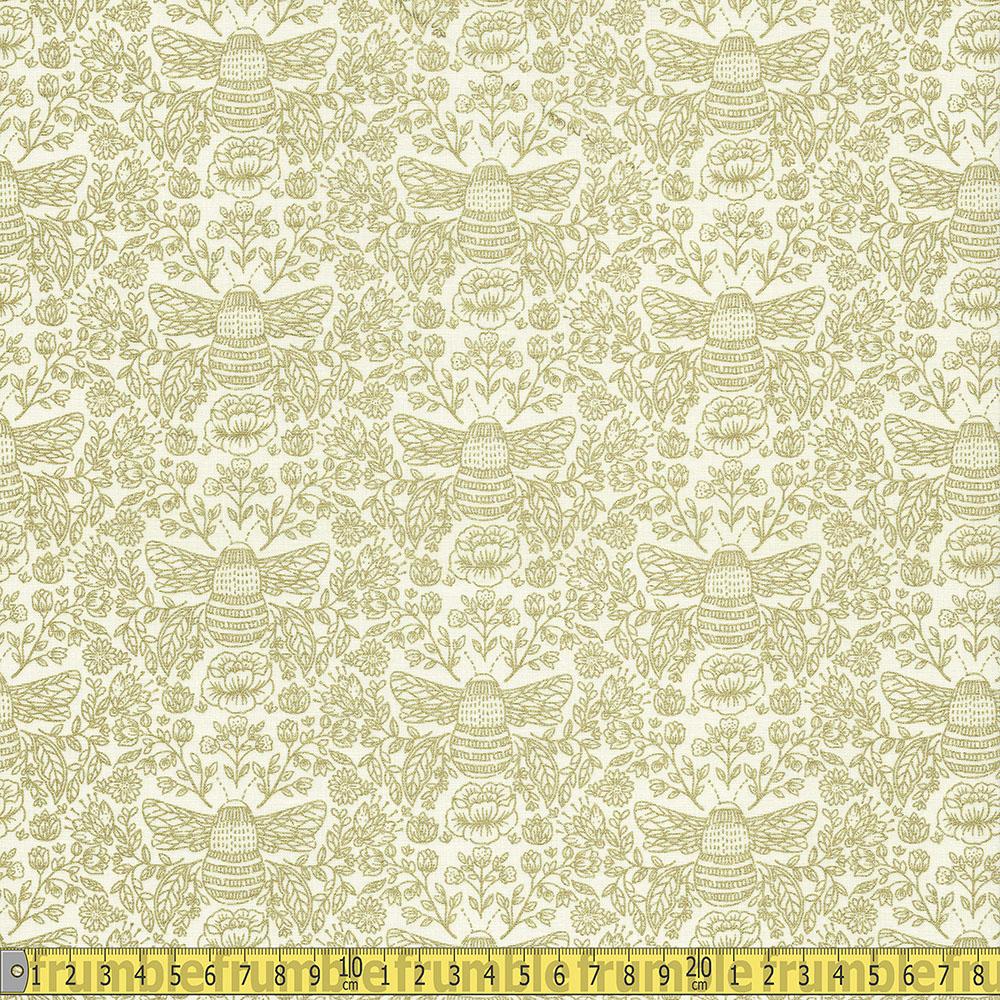 RJR Fabrics - Summer In The Cotwolds - Metallic Bee Knees High Noon Sewing and Dressmaking Fabric