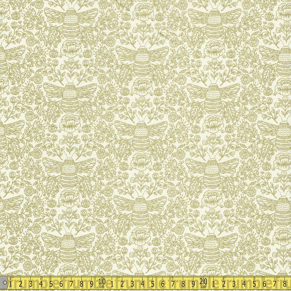 RJR Fabrics - Summer In The Cotwolds - Metallic Bee Knees High Noon Sewing and Dressmaking Fabric