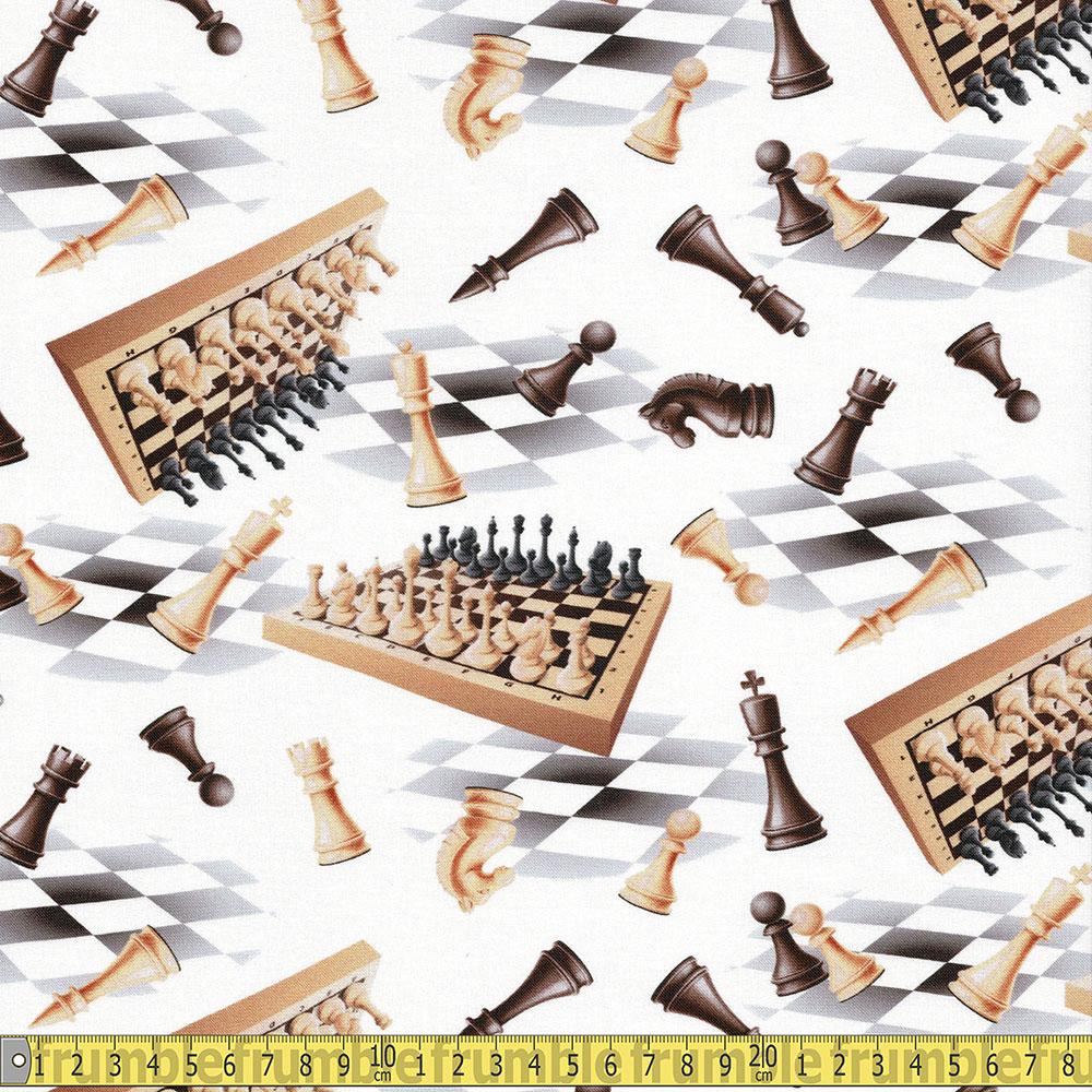 Robert Kaufman - Checkmate - Game Board White Sewing and Dressmaking Fabric