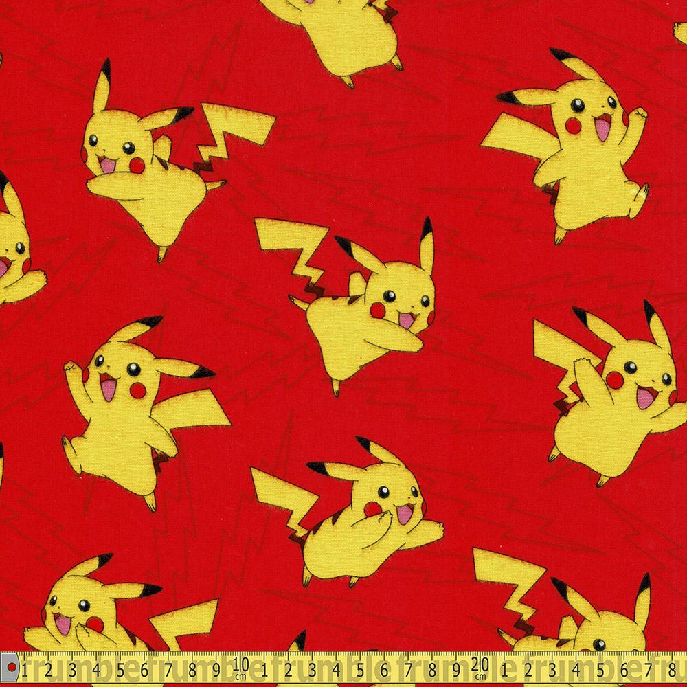 Robert Kaufman - Cotton Flannel - Pokemon Picachu Red Sewing and Dressmaking Fabric