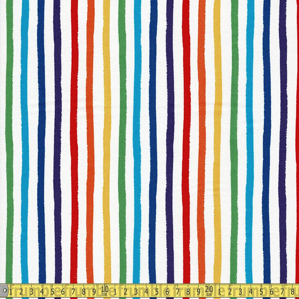 Robert Kaufman - Dots And Stripe Delights - Crayon Stripe Rainbow Sewing and Dressmaking Fabric