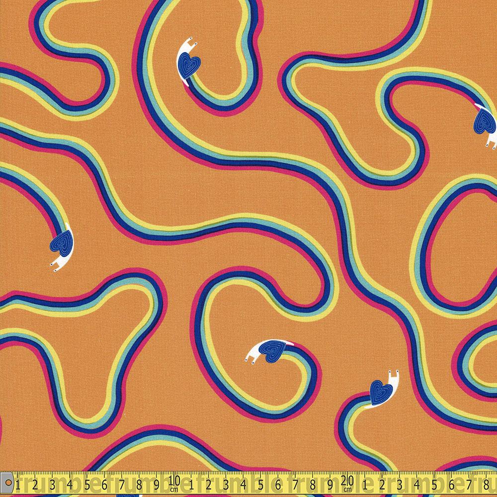 Robert Kaufman - Escargot For It - Rainbow Snail Tangerine Sewing and Dressmaking Fabric