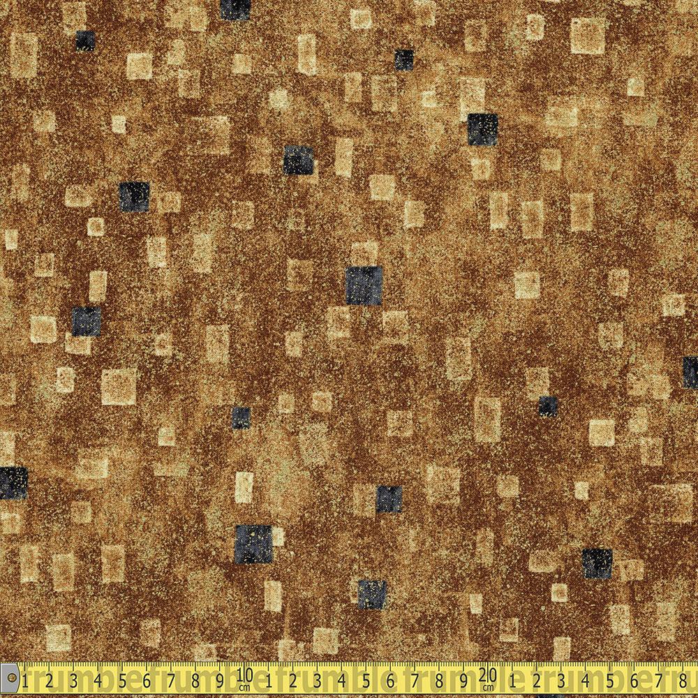 Robert Kaufman - Gustav Klimt - Metallic Squares Gold Sewing Fabric