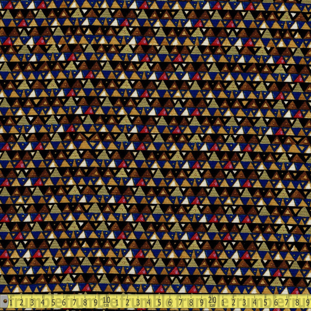 Robert Kaufman - Gustav Klimt Full Metallic Triangles Cobalt - Sewing and Dressmaking Fabric