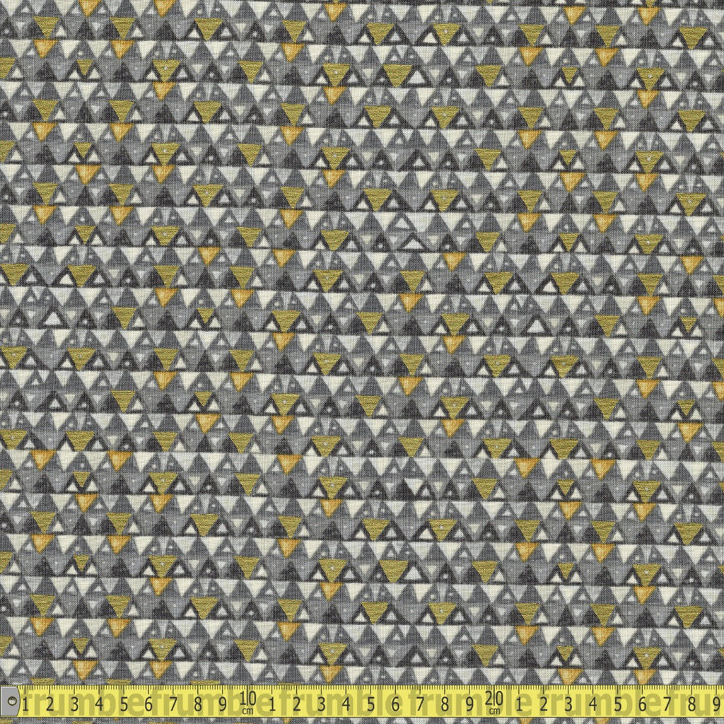 Robert Kaufman - Gustav Klimt Full Metallic Triangles Grey - Sewing and Dressmaking Fabric