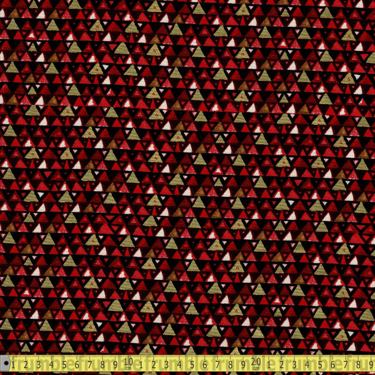 Robert Kaufman - Gustav Klimt Full Metallic Triangles Red - Sewing and Dressmaking Fabric