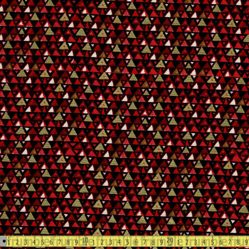 Robert Kaufman - Gustav Klimt Full Metallic Triangles Red - Sewing and Dressmaking Fabric