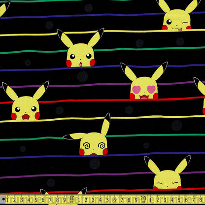 Robert Kaufman - Licensed Pokemon - Pikaboo Pikachu Stripe Black Sewing and Dressmaking Fabric