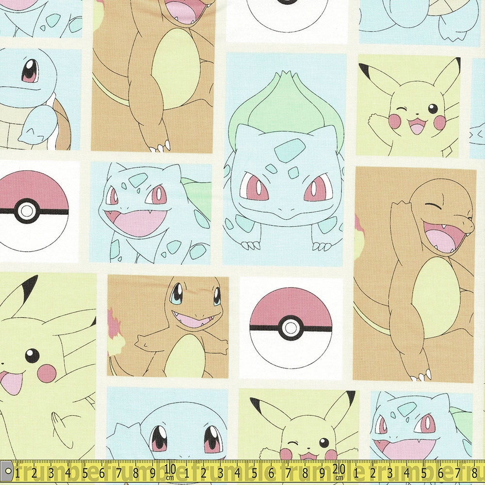 Robert Kaufman - Licensed Pokemon - Retro Squares Pastel Sewing and Dressmaking Fabric