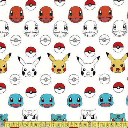 Robert Kaufman - Pokemon - Character Heads White Sewing and Dressmaking Fabric