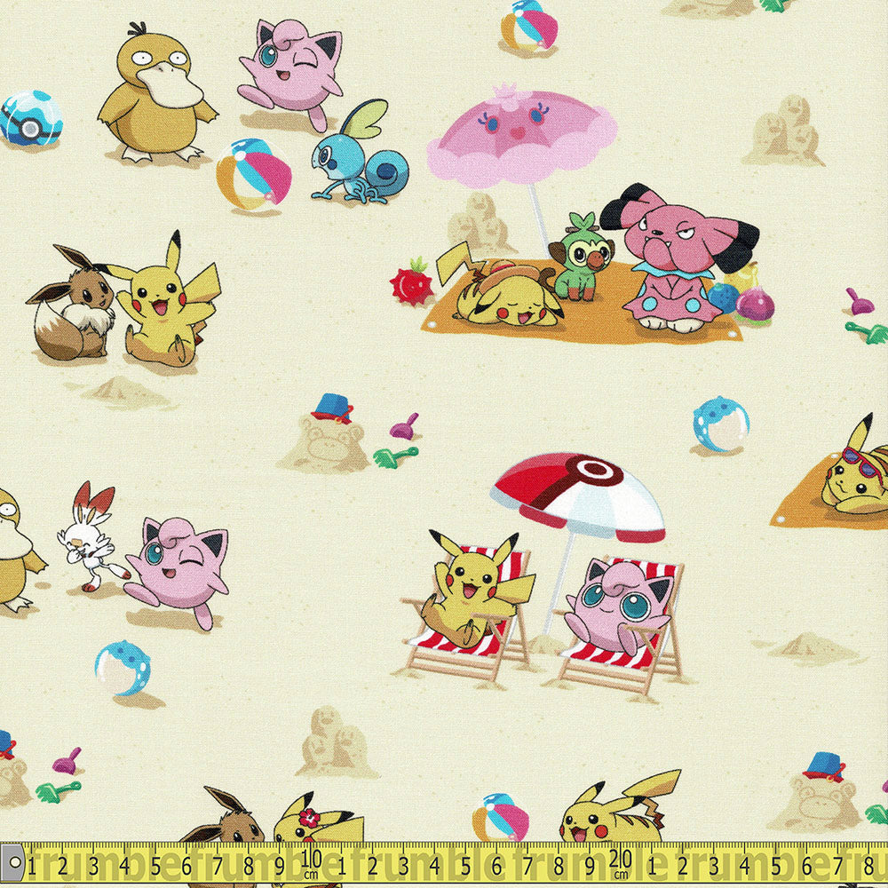 Robert Kaufman - Sunny Days Pokemon - Beach Party Tan Sewing and Dressmaking Fabric