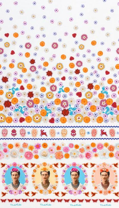 Frida Kahlo Border White - Frumble Fabrics