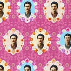 Frida Kahlo Flower Frames Pink - Frumble Fabrics