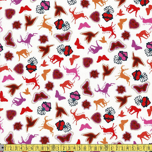 Frida Kahlo Icon Symbols White - Frumble Fabrics