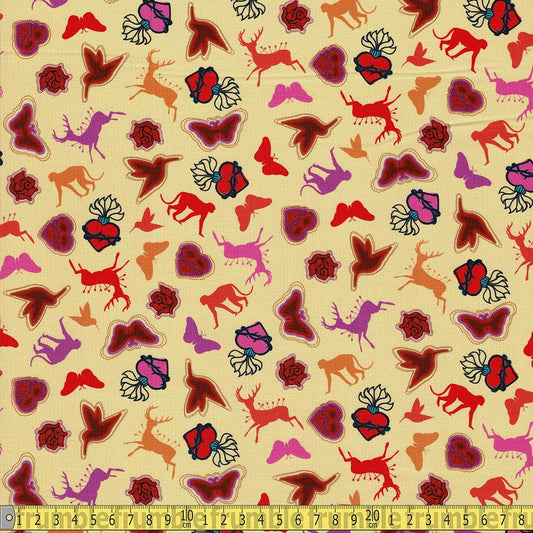 Frida Kahlo Icon Symbols Yellow - Frumble Fabrics