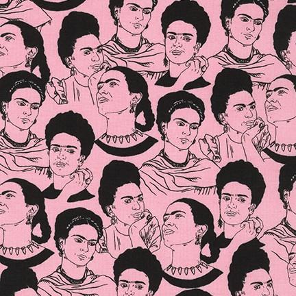 Frida Kahlo Mono Faces Pink - Frumble Fabrics