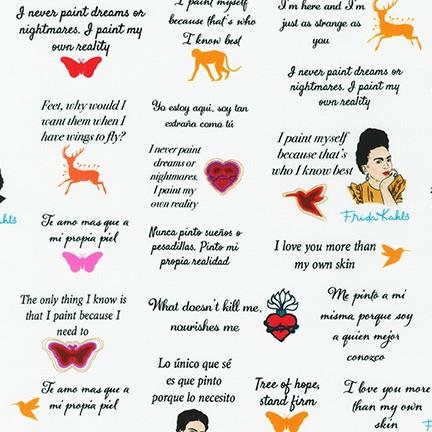 Frida Kahlo Quotes White - Frumble Fabrics