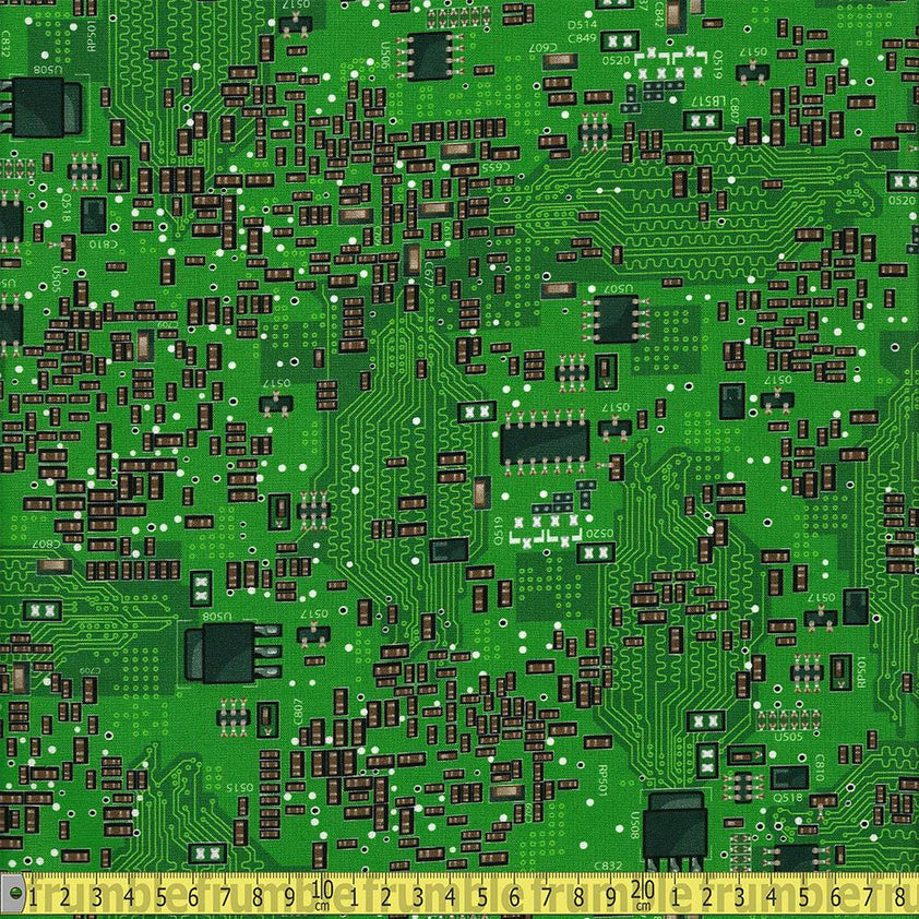 Science Fair 3 Circuit Boards Green Fabric by Robert Kaufman – Frumble ...