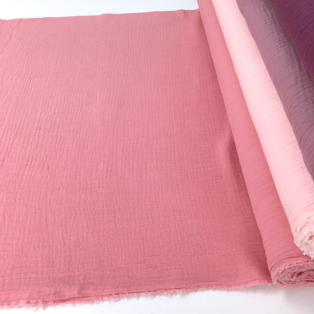 Organic Double Gauze - GOTS Muslin Solids - Rose Pink