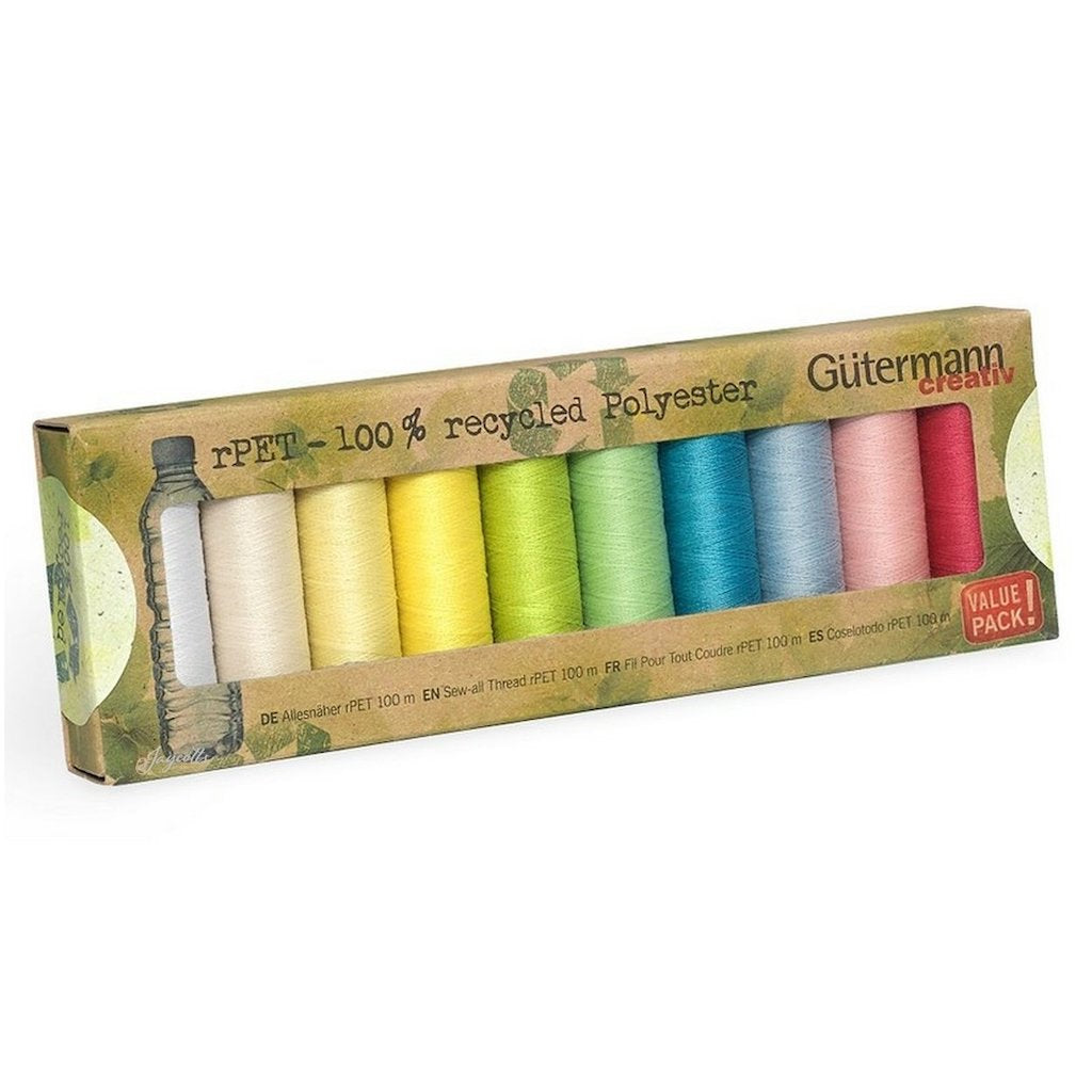 Gutermann 100% Recycled Sew All Thread - 10 Pastel Reels - Frumble Fabrics